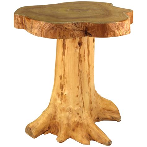 Tree Trunk Base Plate Glass Top Table at 1stDibs
