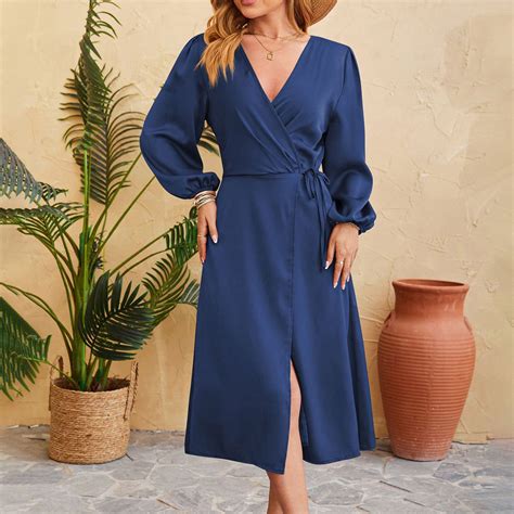 Herrnalise Women's 2024 Satin Short/Long Sleeve Cocktail Midi Dress