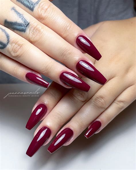 Dark Red Nails With Design