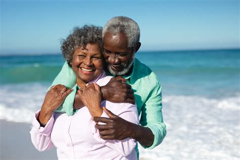 Portrait close up of a senior African American couple standing on the