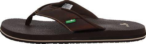 sanuk mens beer cozy primo flip flop  brown swiftsly