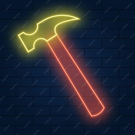Un martillo de neón | Vector Premium