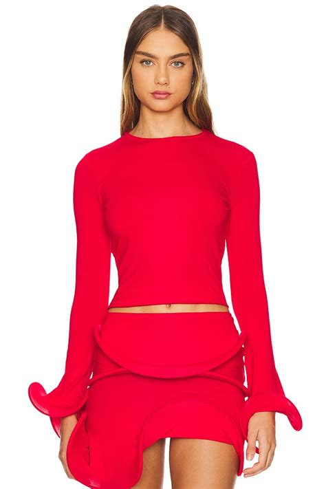 sid neigum wave sleeve top  red revolve