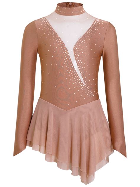 YiZYiF Girl's Figure Ice Skating Costume Rhinestones Long Sleeve