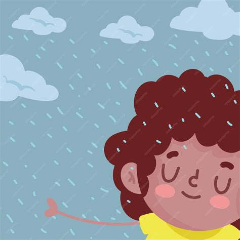 premium vector boy playing   rain
