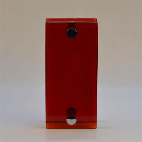 Architectural Pair of Large Push Pull Double Door Handles in Red Glass