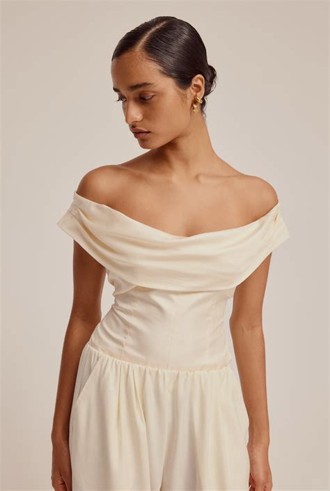 Venroy - Womens Silk Cowl Neck Bodice in Champagne | Venroy | Premium