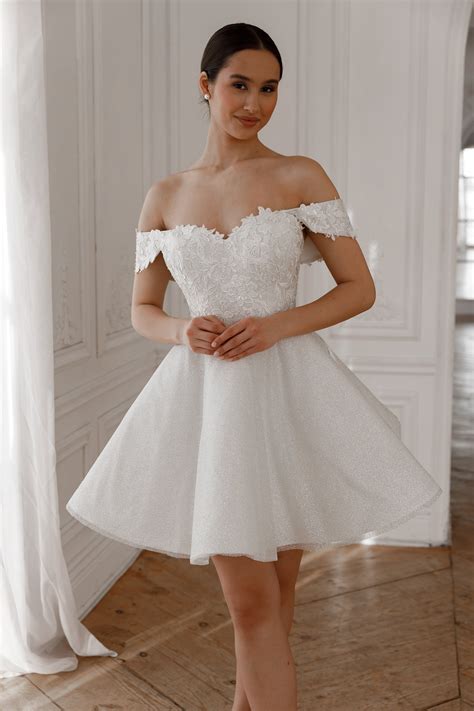Short Lace Wedding Dress Aditi | Short lace wedding dress, Short