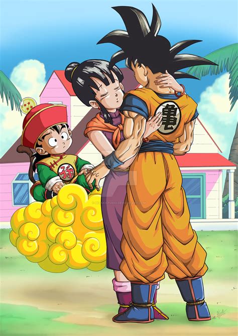 Chichi kiss Goku by HizakiStudio on @DeviantArt | Goku and Chi Chi