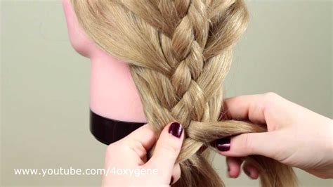 Косичка из 5 прядей. Плетение внутрь. Braid of 5 strands (inner braid ...