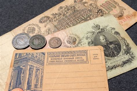 Premium Photo | Old russian banknotes and some coins. r