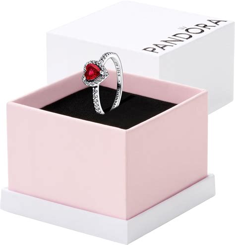 Amazon.com: PANDORA Elevated Red Heart Ring - Sterling Silver Ring for