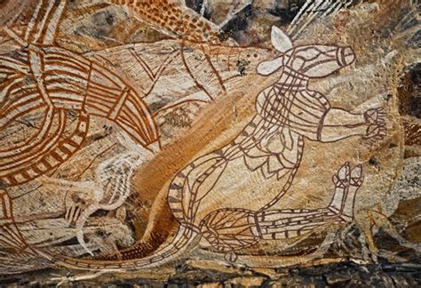 Ancient Aboriginal Art Australia Rock Painting Of A Dingo And