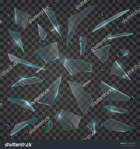 Broken Glass Shards Realistic Cracked Fragments Stock Vector (Royalty
