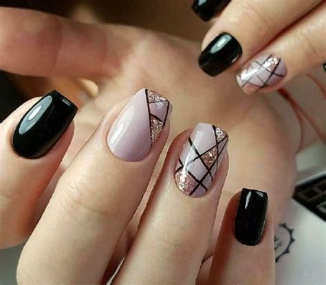 Маникюр Бежевый С Черным Рисунком Геометрия — Richnail.ru