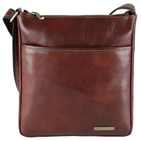 CARLO-Men’s handmade genuine leather shoulder bag with zip and flap ...