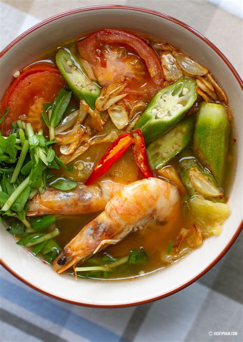 Vietnamese Sweet & Sour Shrimp Soup (Canh Chua Tom) - Vicky Pham