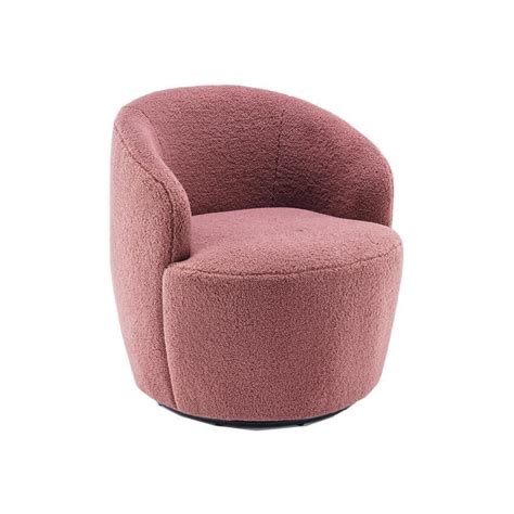 URTR Pink Teddy Faux Fur Fabric Accent Armchair Modern 360° Swivel ...
