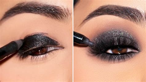 Black And Glitter Eye Makeup | Saubhaya Makeup