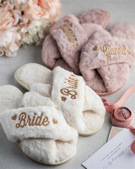 Personalized Bridal Slipper Bridesmaid Gifts Bridal Shower Wedding