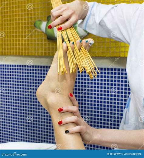japanese massage  bamboo sticks stock image image  relax