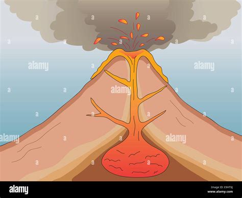 illustration of a volcanic eruption Stock Photo - Alamy
