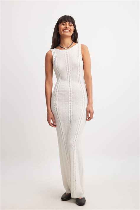 Knitted Maxi Cable Dress White | NA-KD
