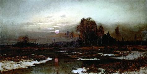 Саврасов Алексей Кондратьевич. Осенний пейзаж с заболоченной рекой при луне