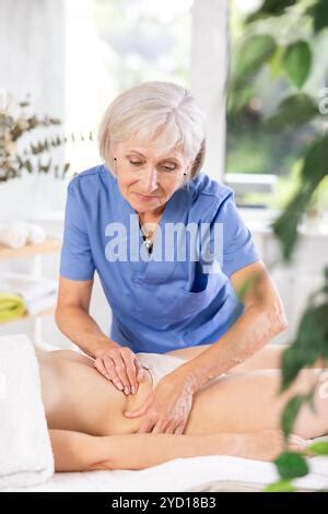 masseur  massage  mature woman  spa stock photo alamy