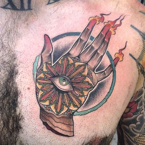 evil hand tattoo close