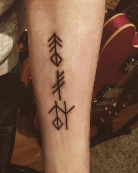 Got my first ink this week! 3 modern bind runes of Tónlist (Music) Gæfa ...