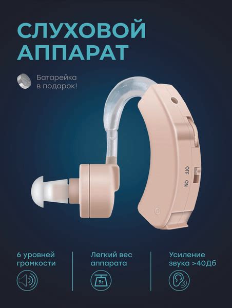 Слуховой аппарат / Усилитель звука цифровой заушной для слабослышащих и ...