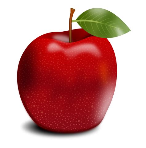 Painted red apple with a green leaf on a white background free image ...
