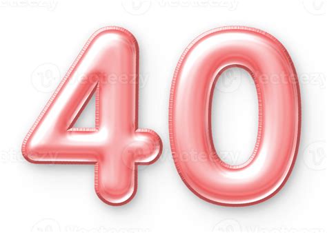 40 Number Balloon Pink 24652430 PNG