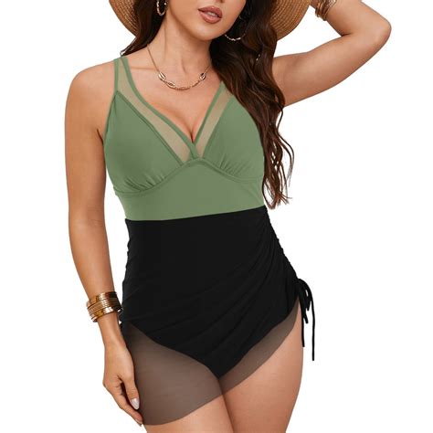KAPRIOY Womens Swim Dress One Piece - Swimsuit with Skirt Tummy Control