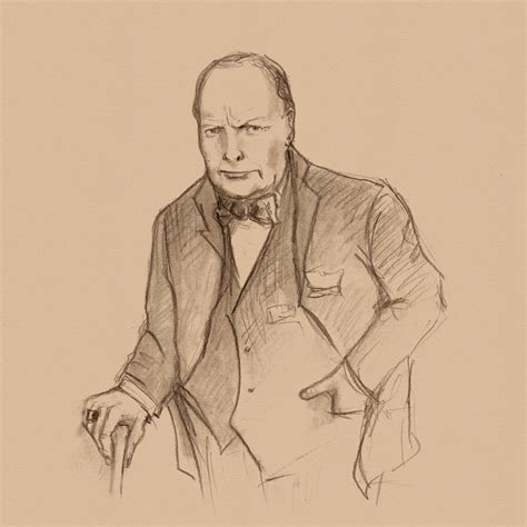 Иллюстрация Черчилль в стиле 2d, академический рисунок, графика,