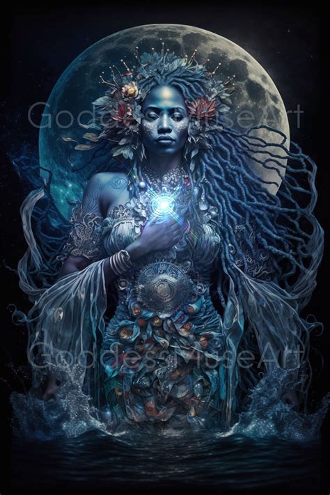 Oshun, Wall Art Print Digital Download, African Goddess of Water, Witch