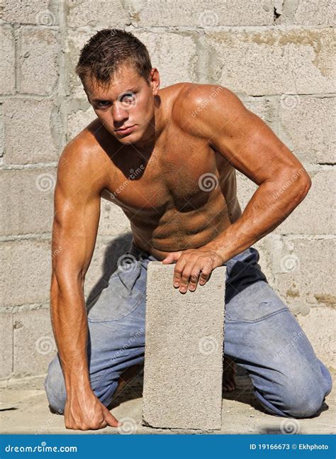 Muscle Wet Naked Man Sits In Water Stock Photography | CartoonDealer