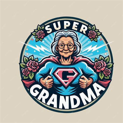 Premium Vector | Super grand mom grandmother logo grandmother day