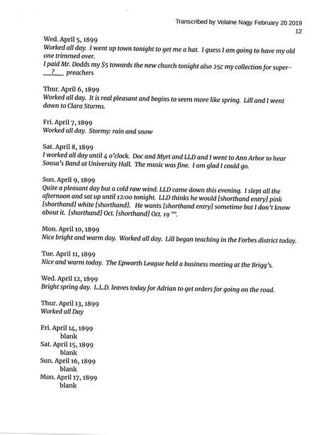 Mattie Schaffer's Diary | Saline Area Historical Society