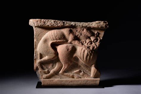 Ancient Etruscan Frieze with Lion Attacking Bull, 500 BC at 1stDibs