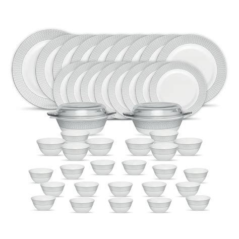 La Opala Diva Velvett Collection Opal Glass Crockery | for Family of 8