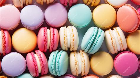 Premium Photo | Colourful macarons View from above Aesthetic background ...