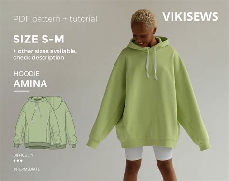 Amina Oversized Hoodie Sewing Pattern With Tutorial Size S-M - Etsy Canada