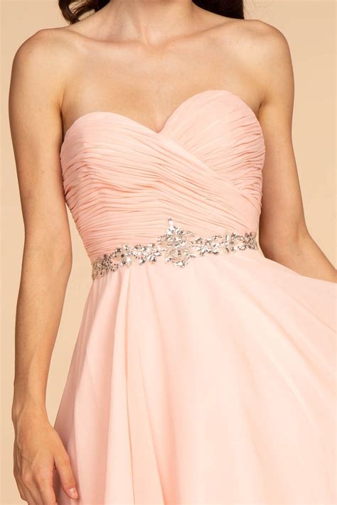 Blush Ruched Strapless Sweetheart Chiffon Short Dress for $112.99 – The