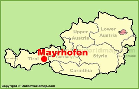 Mayrhofen location on the Austria Map - Ontheworldmap.com