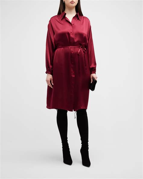 Whitney Morgan Plus Size Charmeuse Shirring Dress | Neiman Marcus