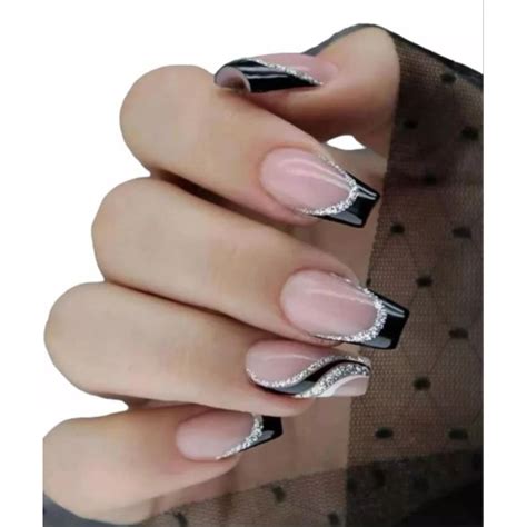 Em Gel Luxo Unha Preta Decorada - Unha Em Gel Preta Decorada - Unha Decorada Simples