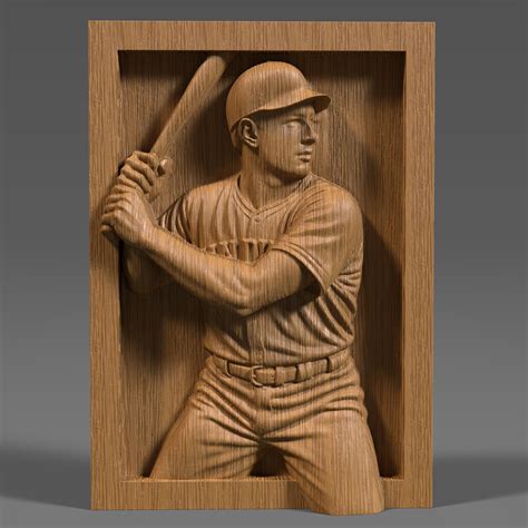 San Diego Baseball Player 3D STL File | CNC Wood Carving | Sports Bas