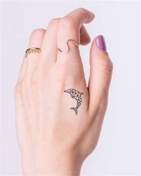 Dolphin Temporary Tattoo Line Art Dolphin Tattoo | Etsy